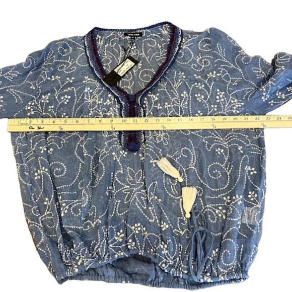 NWT Love Sam Blue Sail Embroidered and Crocheted Boho Top with Tassels Size Med - Picture 11 of 14